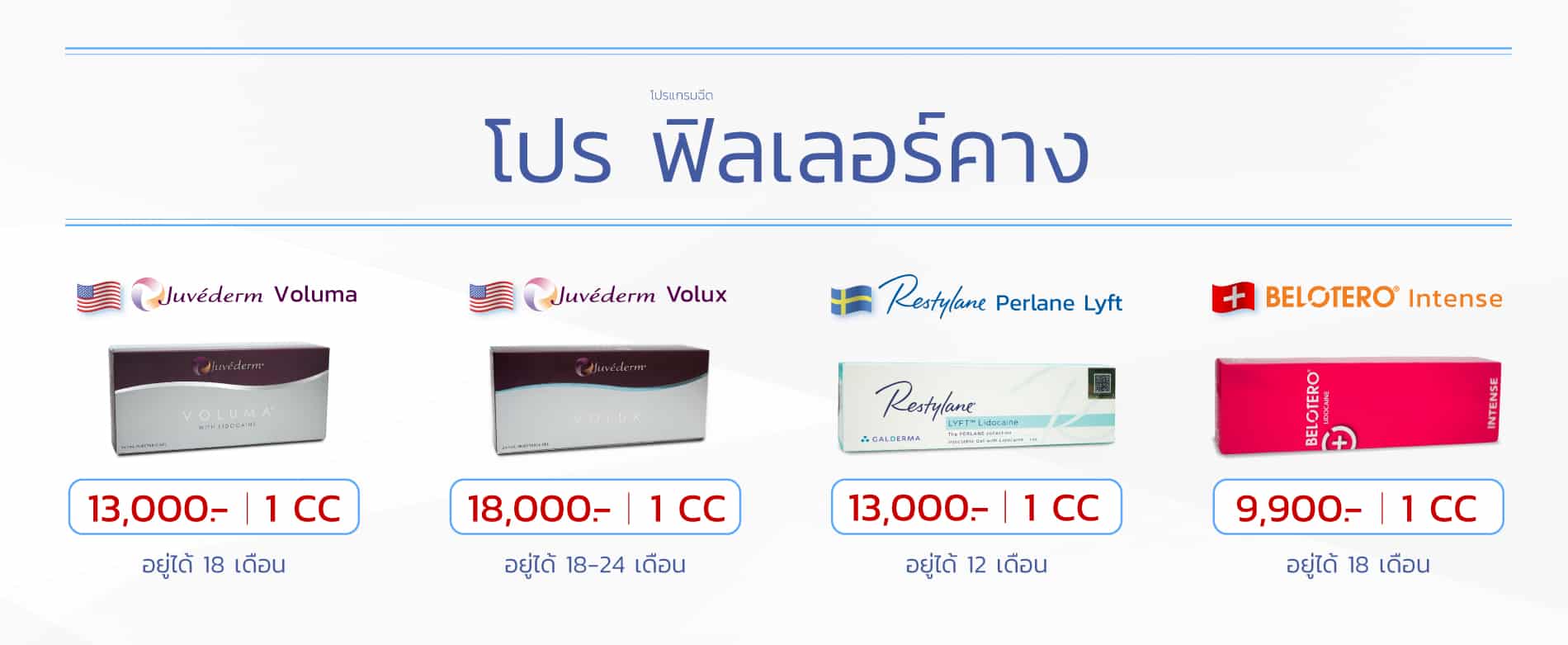 ราคาฟิลเลอร์คาง